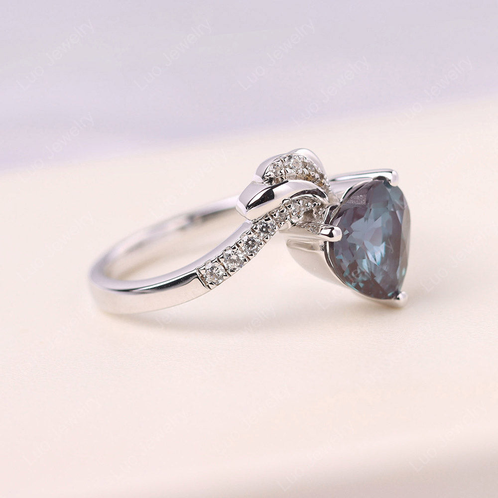 Heart Shaped Alexandrite Strawberry Ring