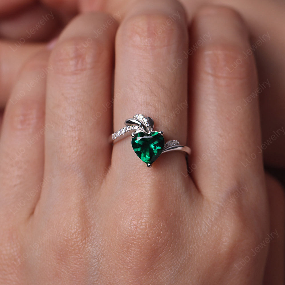 Heart Shaped Emerald Strawberry Ring