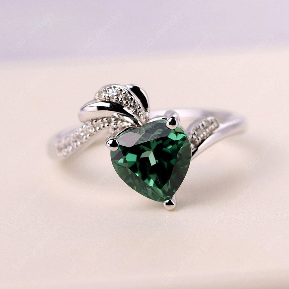 Heart Shaped Green Sapphire Strawberry Ring