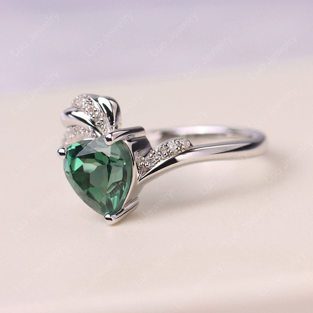 Heart Shaped Green Sapphire Strawberry Ring