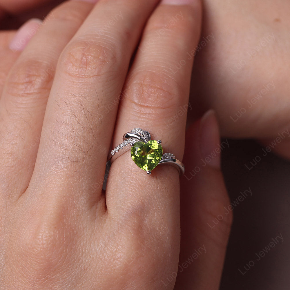 Heart Shaped Peridot Strawberry Ring
