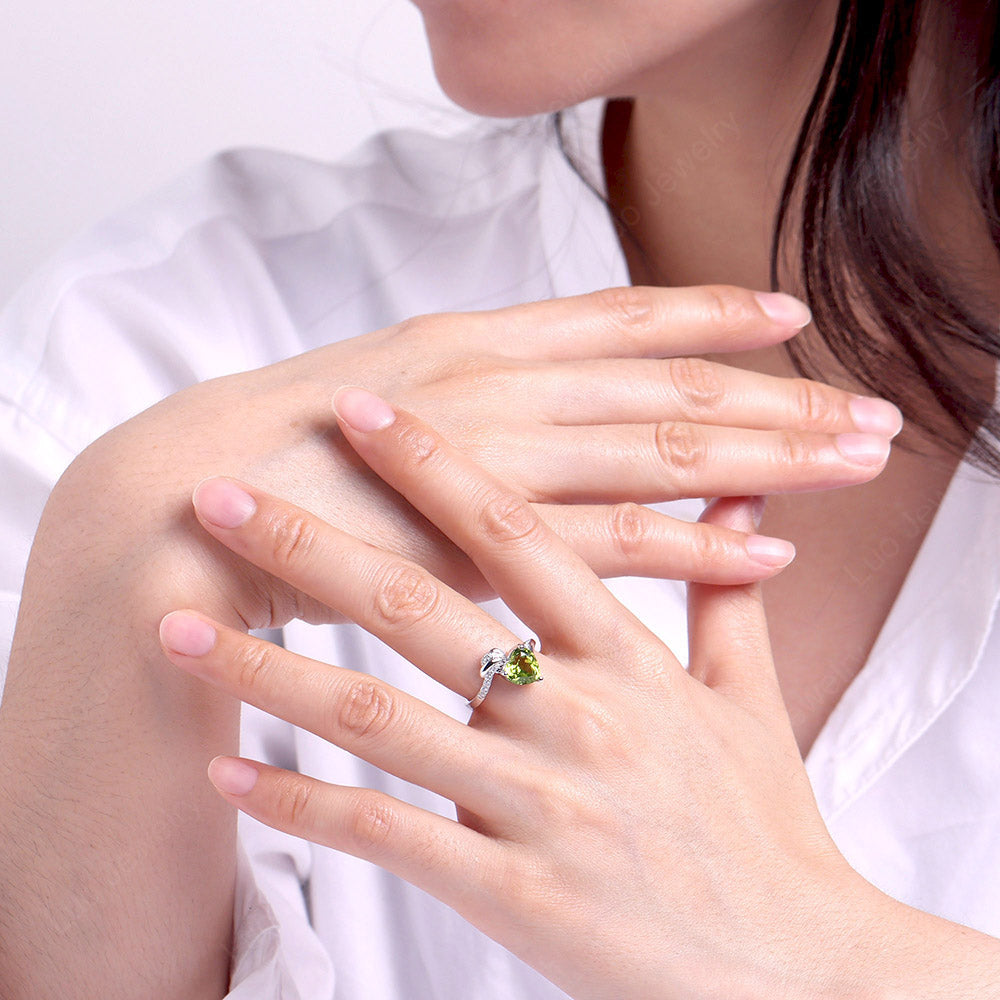 Heart Shaped Peridot Strawberry Ring