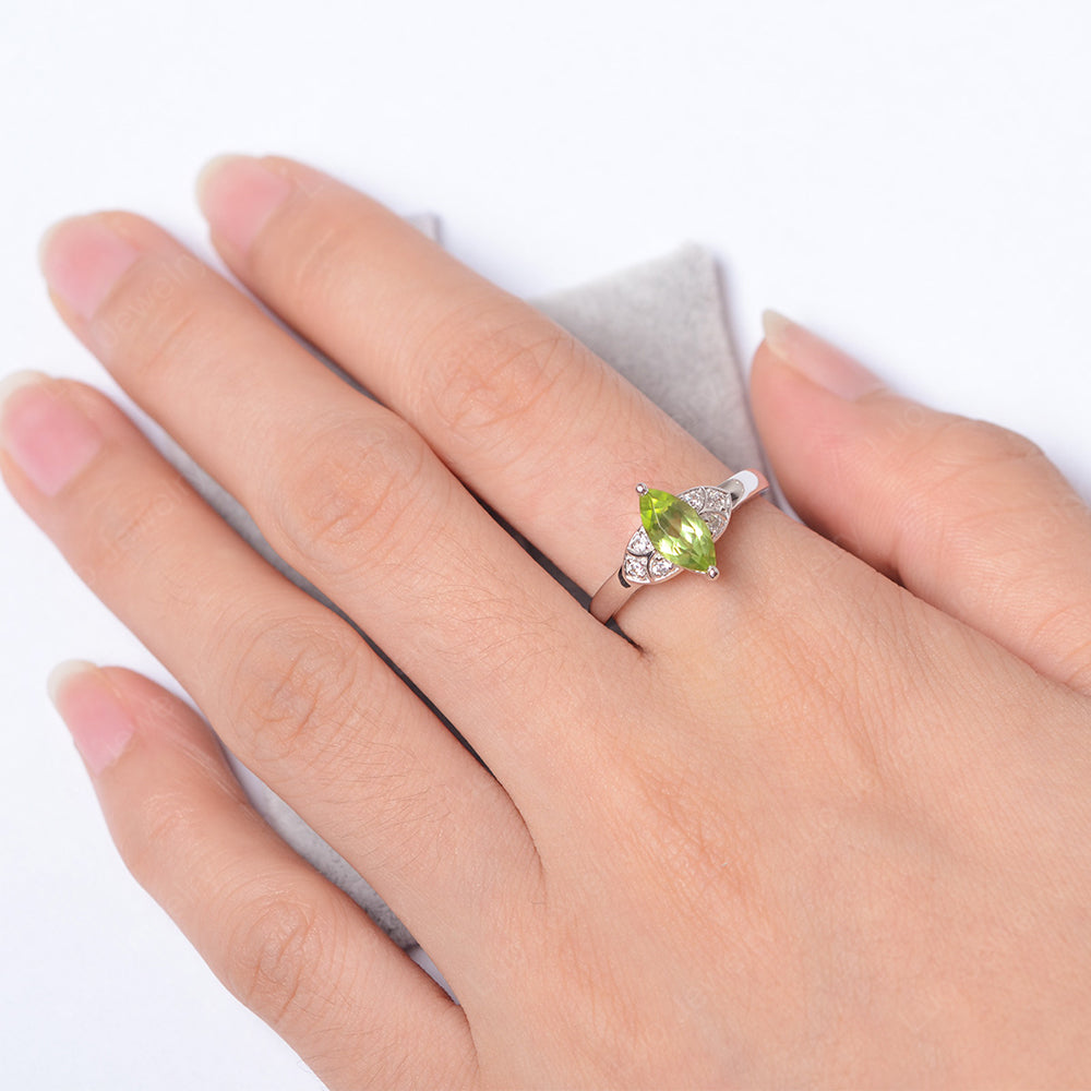 Marquise Cut Peridot Ring Gold - LUO Jewelry