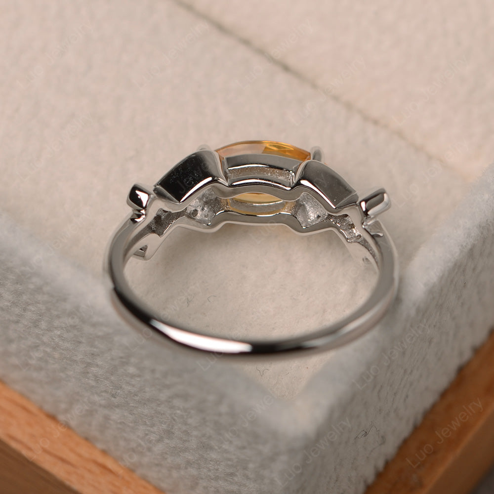 East West Marquise Cut Citrine Ring Art Deco - LUO Jewelry