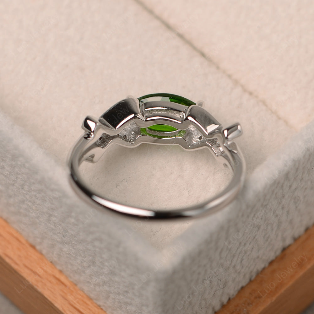 East West Marquise Cut Diopside Ring Art Deco - LUO Jewelry