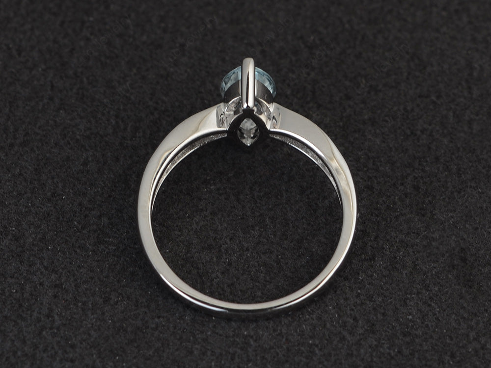 Marquise Aquamarine Promise Ring White Gold - LUO Jewelry