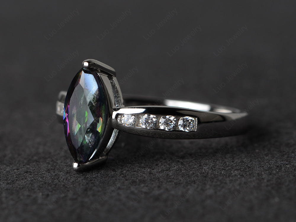 Marquise Mystic Topaz Promise Ring White Gold - LUO Jewelry