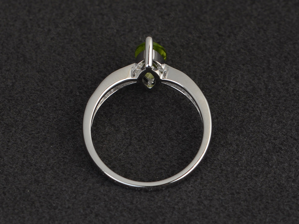 Marquise Peridot Promise Ring White Gold - LUO Jewelry