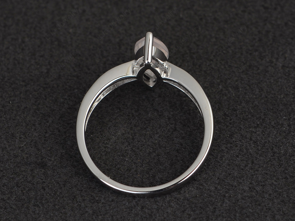 Marquise Rose Quartz Promise Ring White Gold - LUO Jewelry