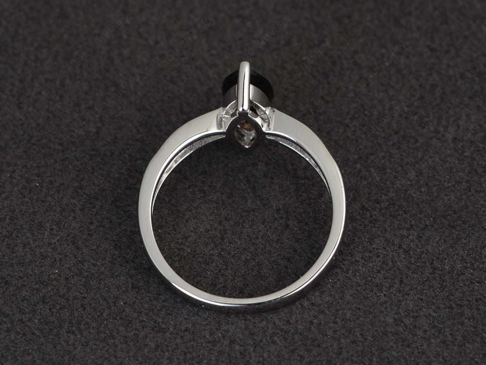 Marquise Smoky Quartz Promise Ring White Gold - LUO Jewelry