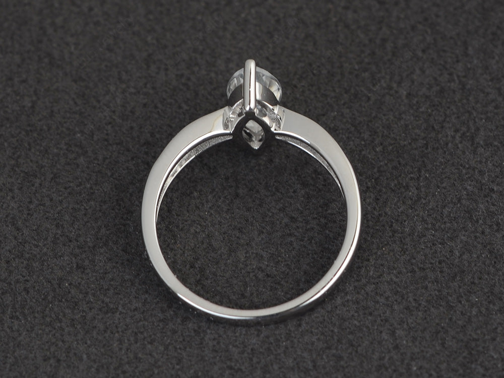 Marquise White Topaz Promise Ring White Gold - LUO Jewelry