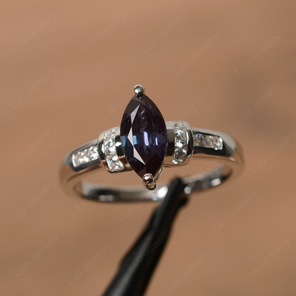 Marquise Cut Alexandrite Engagement Ring Gold - LUO Jewelry