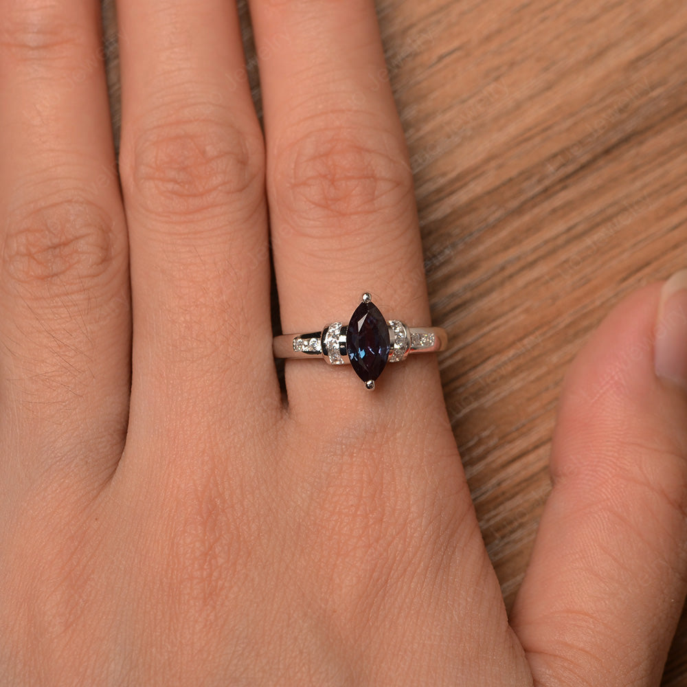 Marquise Cut Alexandrite Engagement Ring Gold - LUO Jewelry