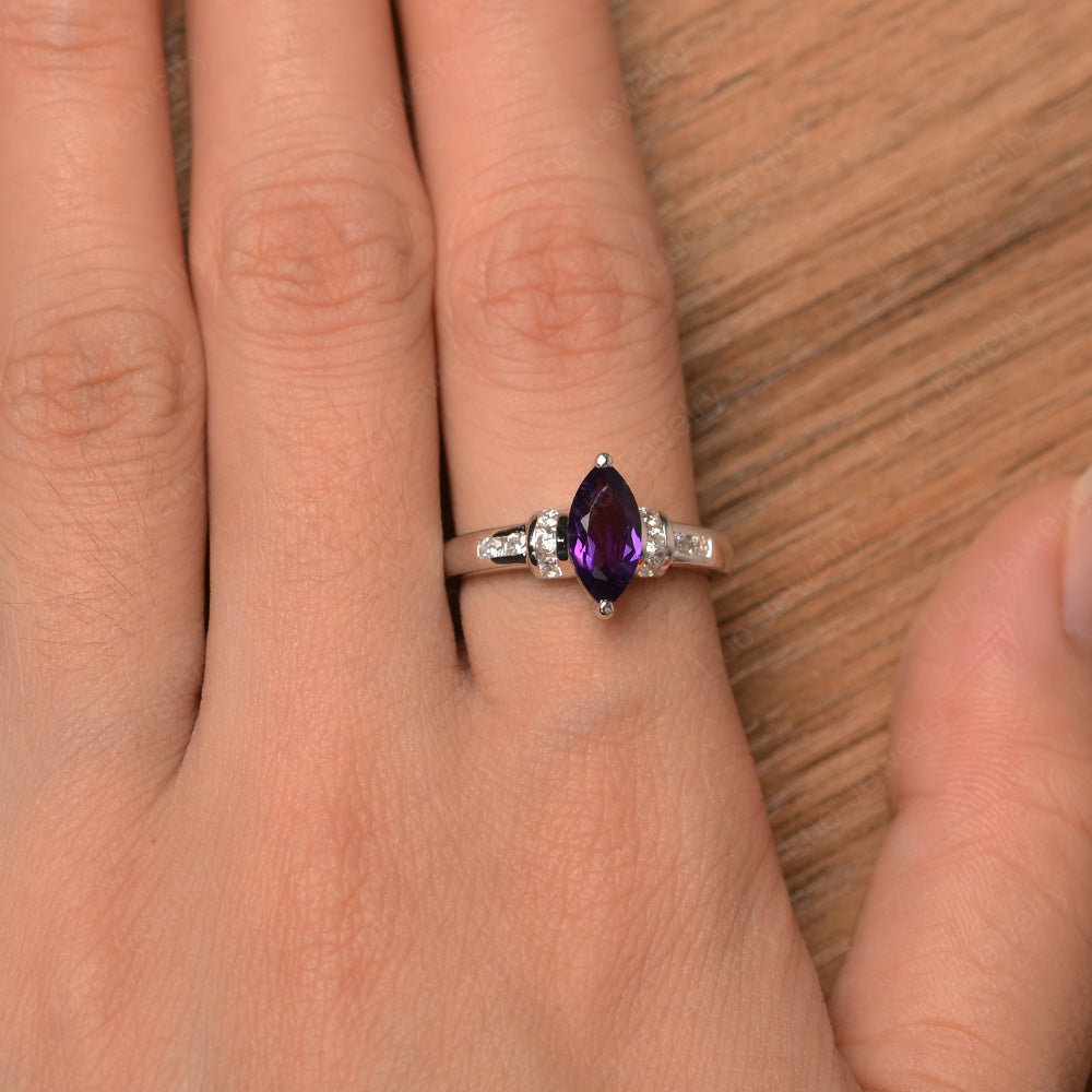 Marquise Cut Amethyst Engagement Ring Gold - LUO Jewelry