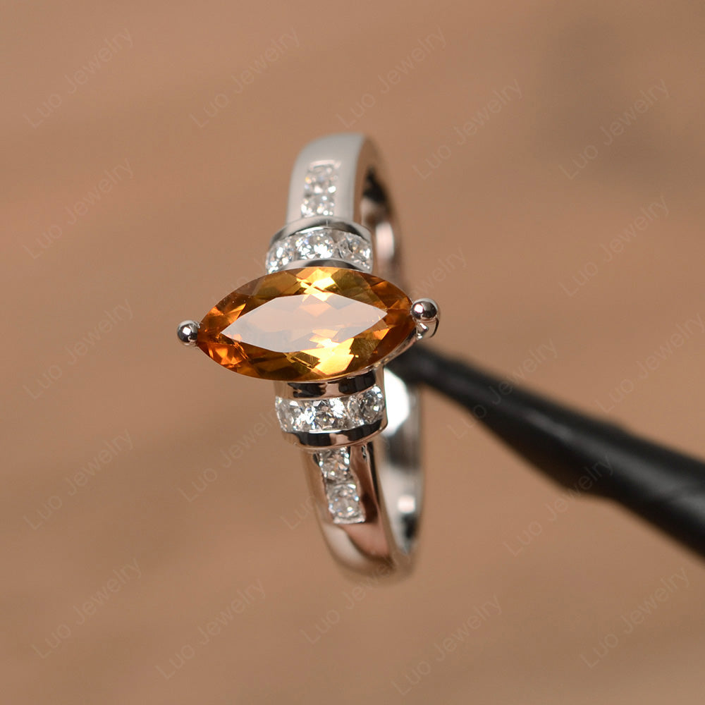 Marquise Cut Citrine Engagement Ring Gold - LUO Jewelry