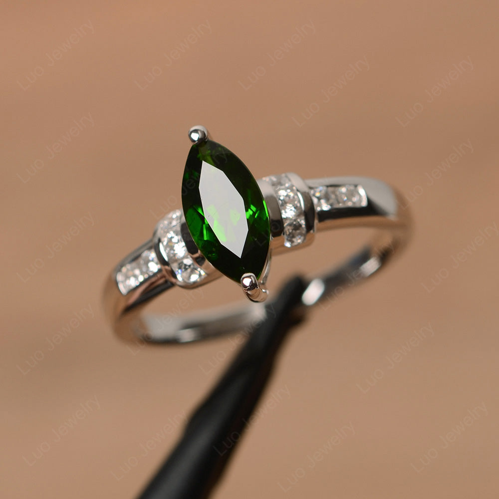 Marquise Cut Diopside Engagement Ring Gold - LUO Jewelry