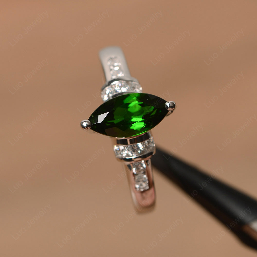 Marquise Cut Diopside Engagement Ring Gold - LUO Jewelry