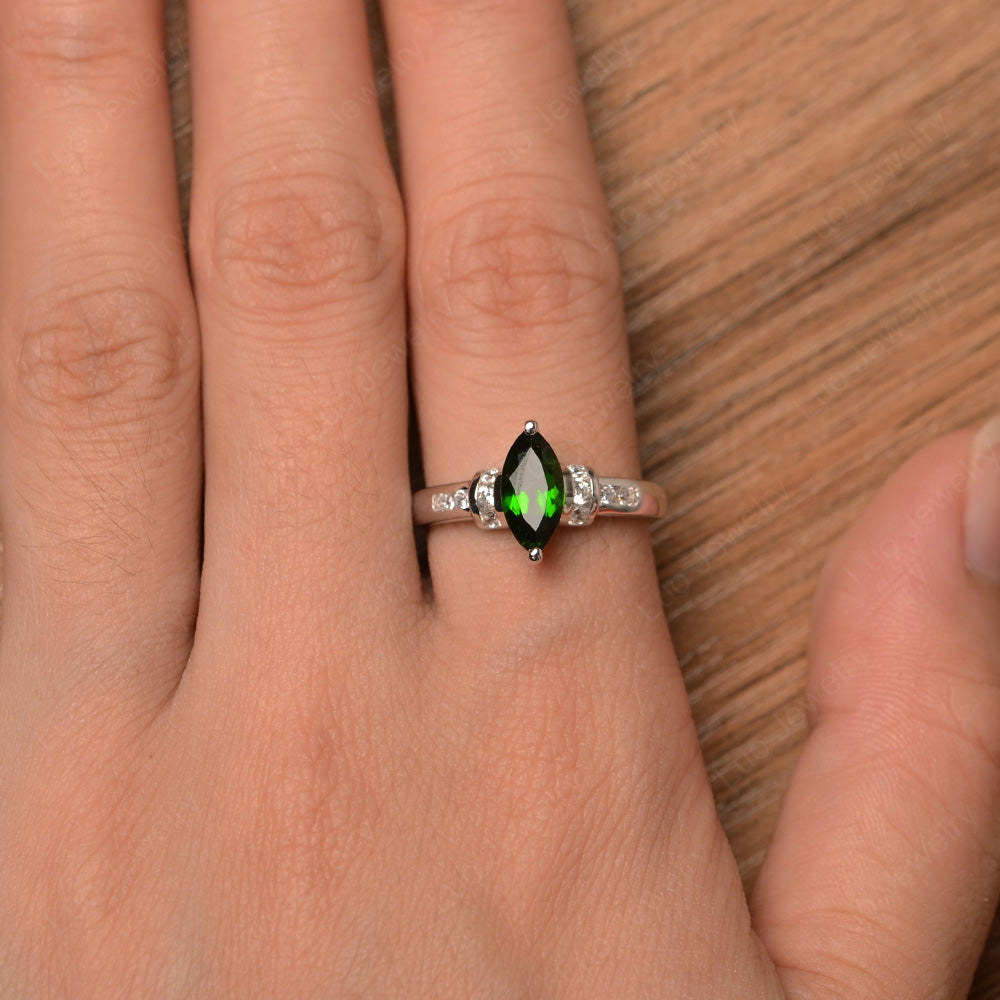 Marquise Cut Diopside Engagement Ring Gold - LUO Jewelry
