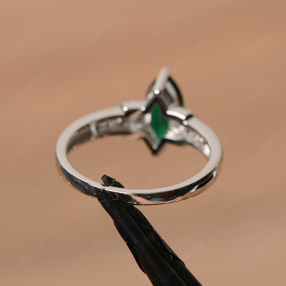 Marquise Cut Lab Emerald Engagement Ring Gold - LUO Jewelry
