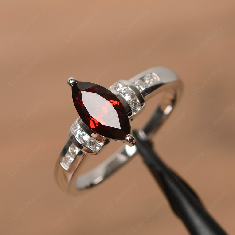 Marquise Cut Garnet Engagement Ring Gold - LUO Jewelry