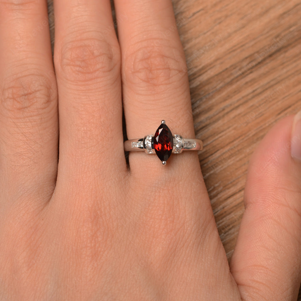 Marquise Cut Garnet Engagement Ring Gold - LUO Jewelry