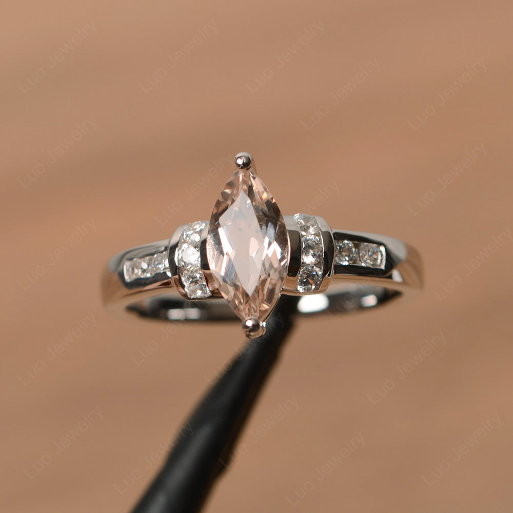 Marquise Cut Morganite Engagement Ring Gold - LUO Jewelry