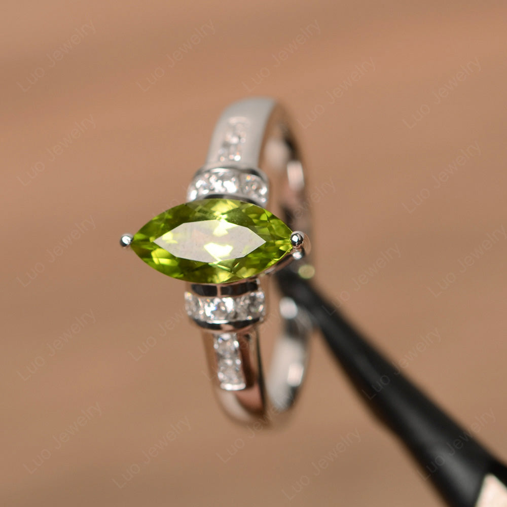 Marquise Cut Peridot Engagement Ring Gold - LUO Jewelry