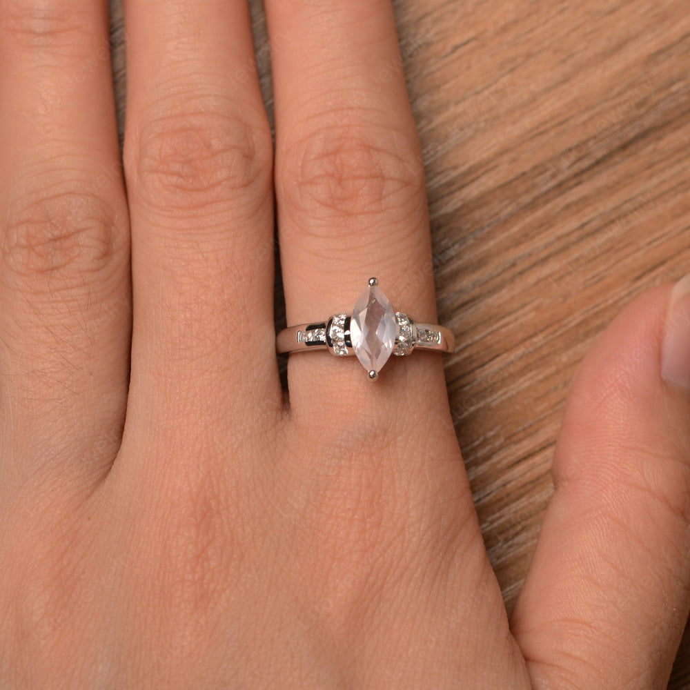 Marquise Cut Rose Quartz Engagement Ring Gold - LUO Jewelry