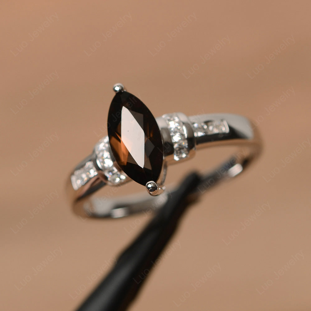 Marquise Cut Smoky Quartz Engagement Ring Gold - LUO Jewelry