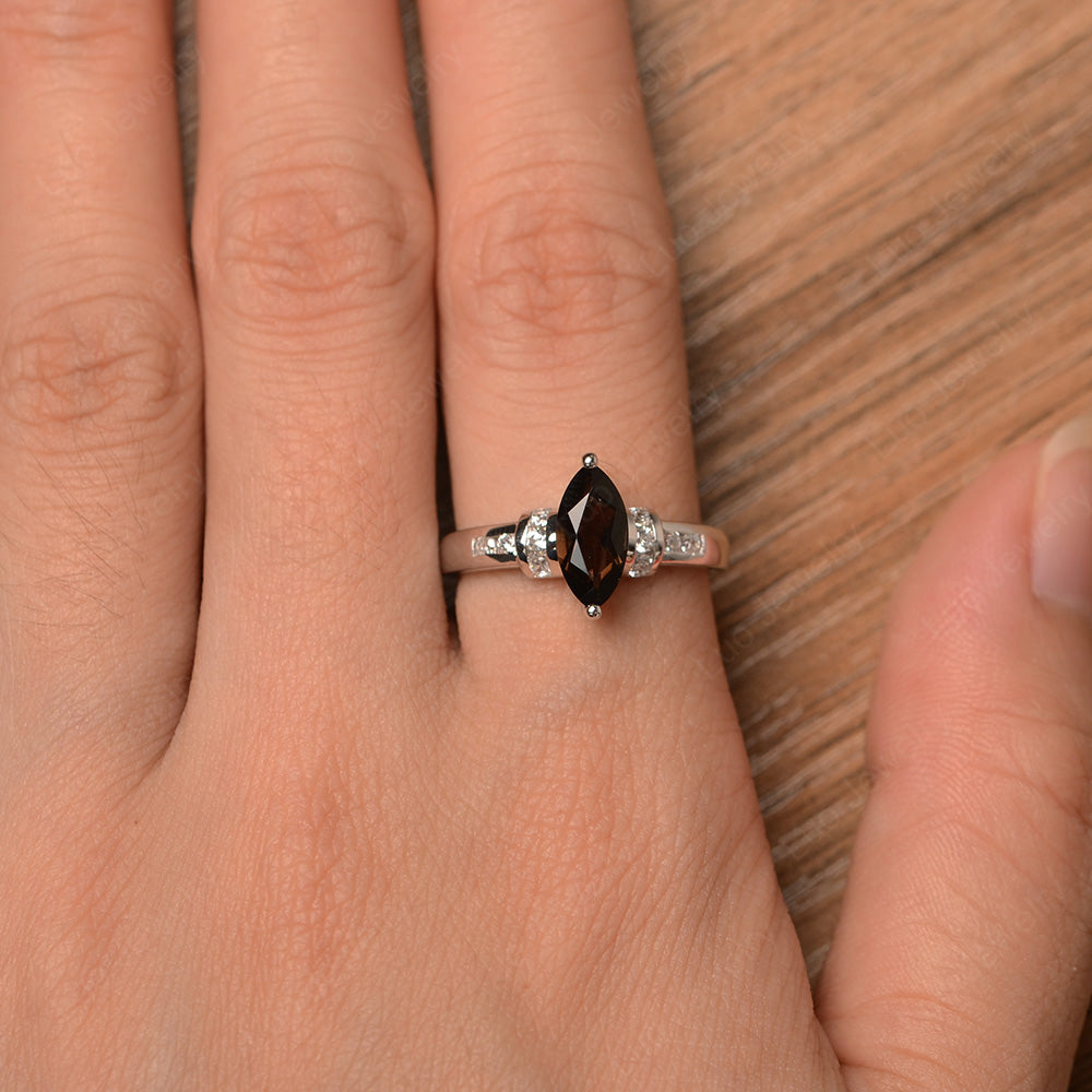 Marquise Cut Smoky Quartz Engagement Ring Gold - LUO Jewelry