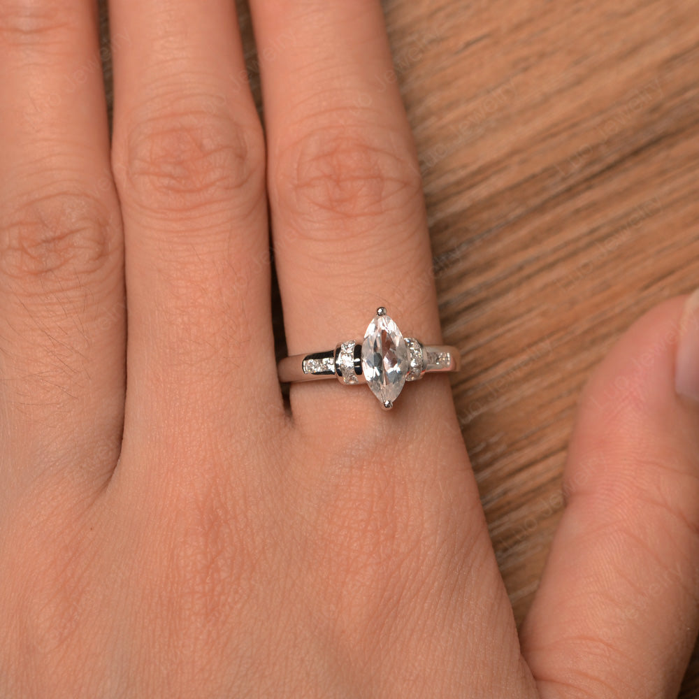 Marquise Cut White Topaz Engagement Ring Gold - LUO Jewelry