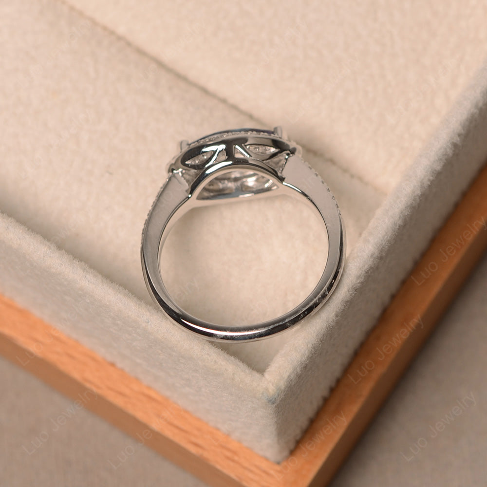 Alexandrite Marquise Cut Halo East West Ring - LUO Jewelry