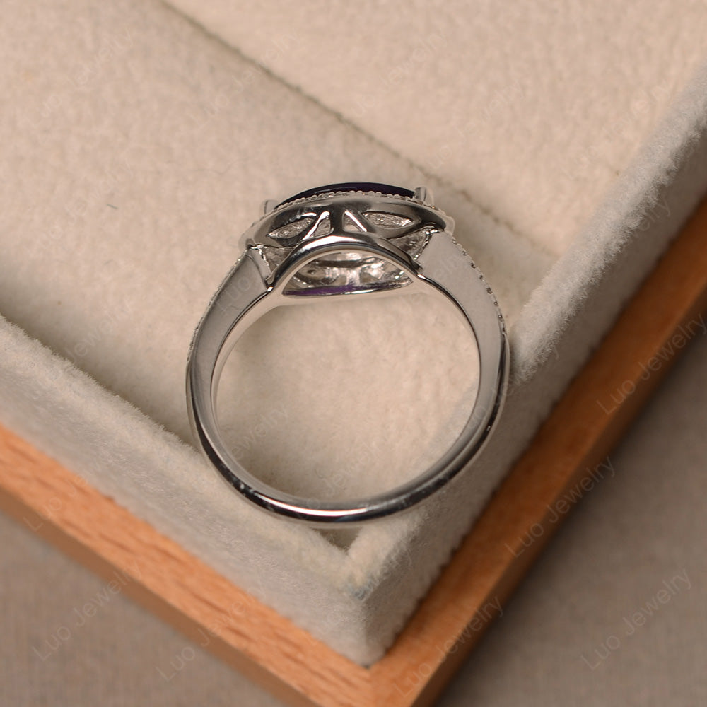 Amethyst Marquise Cut Halo East West Ring - LUO Jewelry
