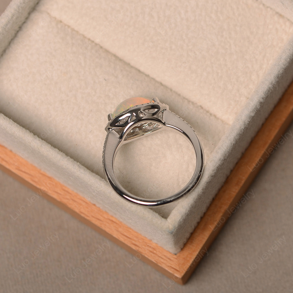 Opal Marquise Cut Halo East West Ring - LUO Jewelry