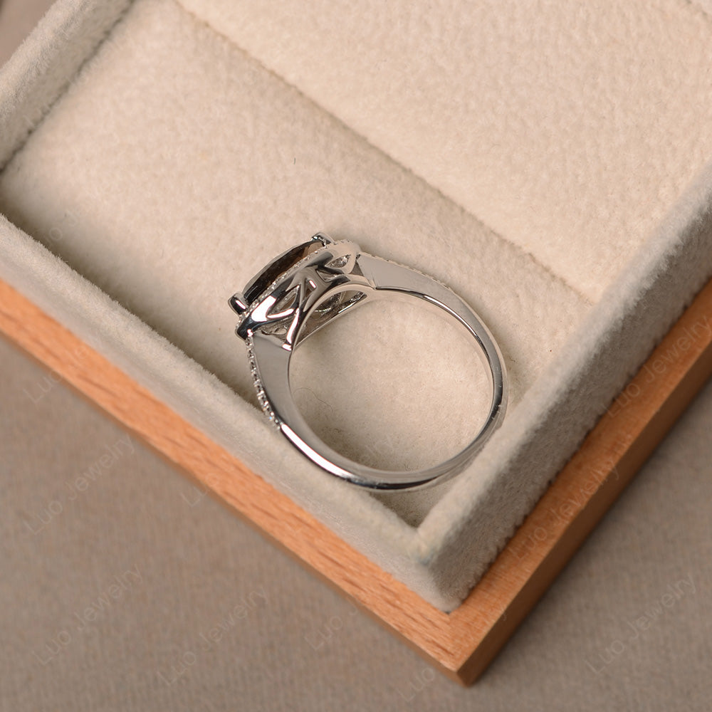 Smoky Quartz Marquise Cut Halo East West Ring - LUO Jewelry
