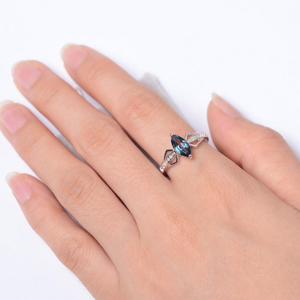 Marquise London Blue Topaz Engagement Ring - LUO Jewelry