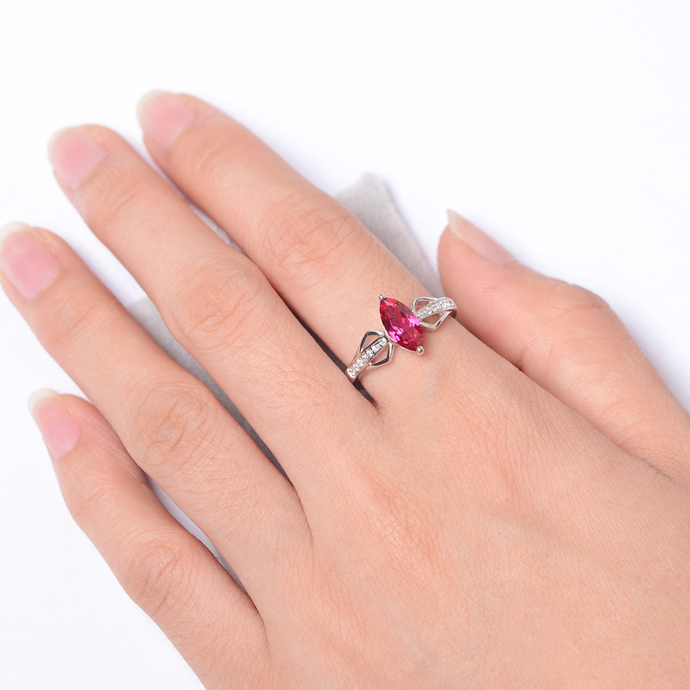 Marquise Ruby Engagement Ring - LUO Jewelry