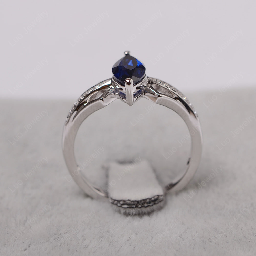 Marquise Lab Sapphire Engagement Ring - LUO Jewelry