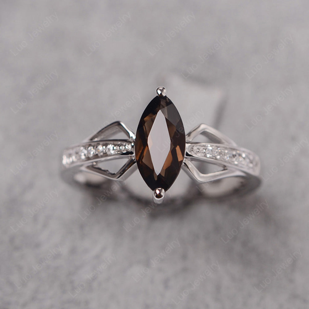 Marquise Smoky Quartz Engagement Ring - LUO Jewelry