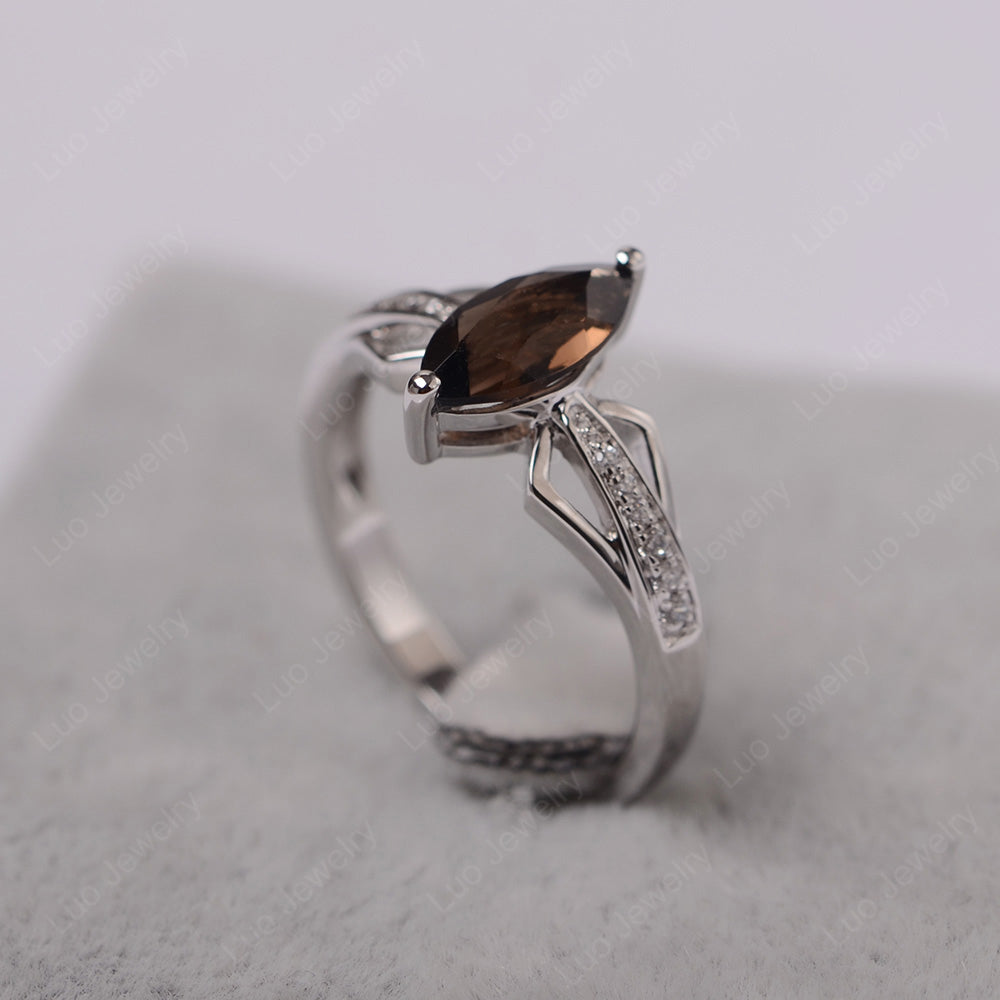 Marquise Smoky Quartz Engagement Ring - LUO Jewelry