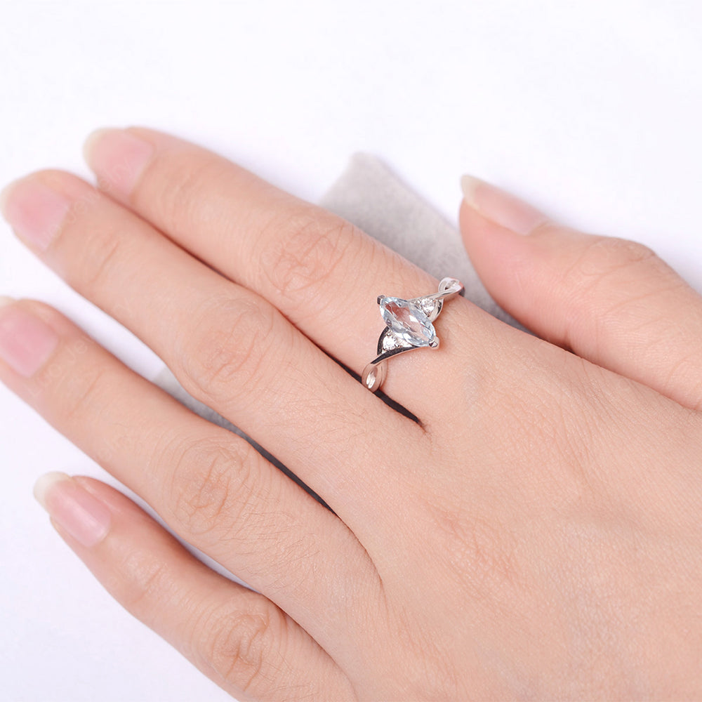 Aquamarine Ring Marquise Cut Engagement Ring - LUO Jewelry