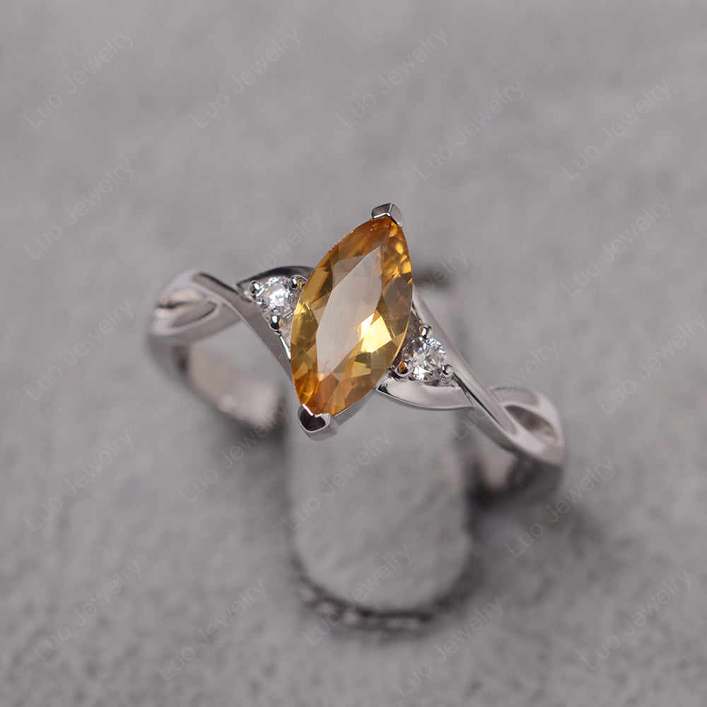 Citrine Ring Marquise Cut Engagement Ring - LUO Jewelry