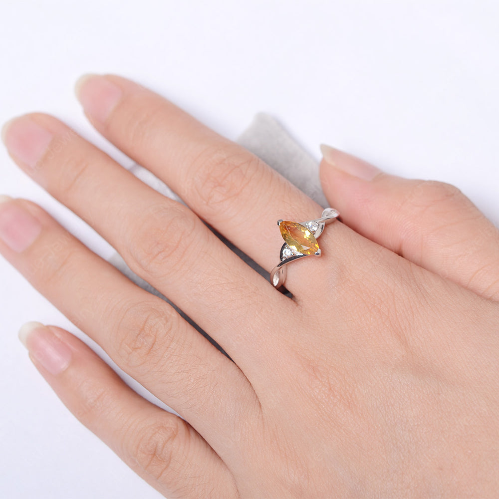Citrine Ring Marquise Cut Engagement Ring - LUO Jewelry