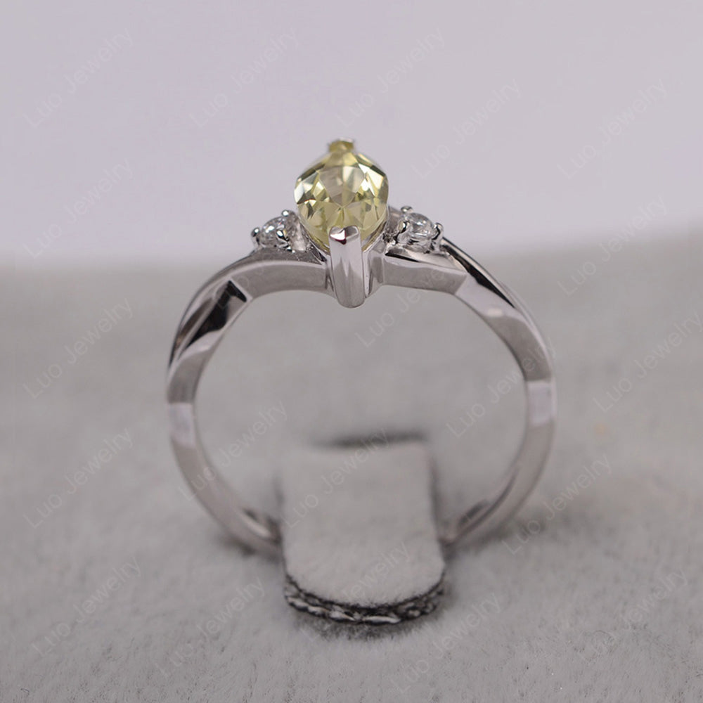Lemon Quartz Ring Marquise Cut Engagement Ring - LUO Jewelry