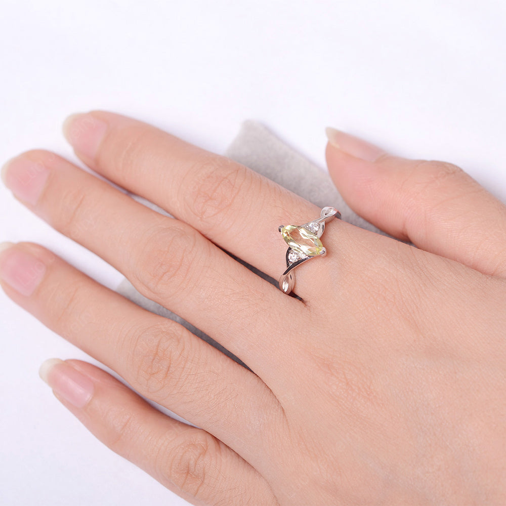 Lemon Quartz Ring Marquise Cut Engagement Ring - LUO Jewelry