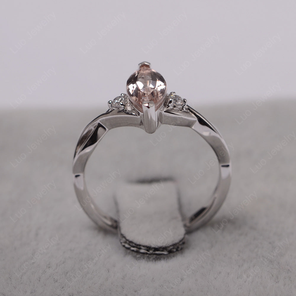 Morganite Ring Marquise Cut Engagement Ring - LUO Jewelry
