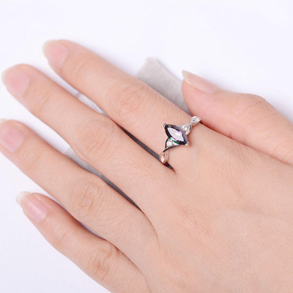 Mystic Topaz Ring Marquise Cut Engagement Ring - LUO Jewelry