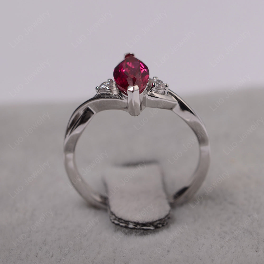 Ruby Ring Marquise Cut Engagement Ring - LUO Jewelry