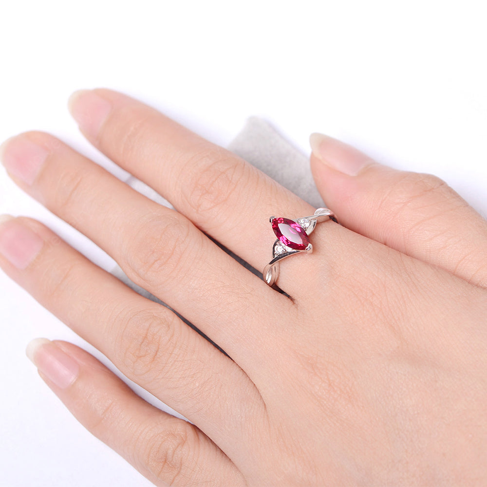 Ruby Ring Marquise Cut Engagement Ring - LUO Jewelry