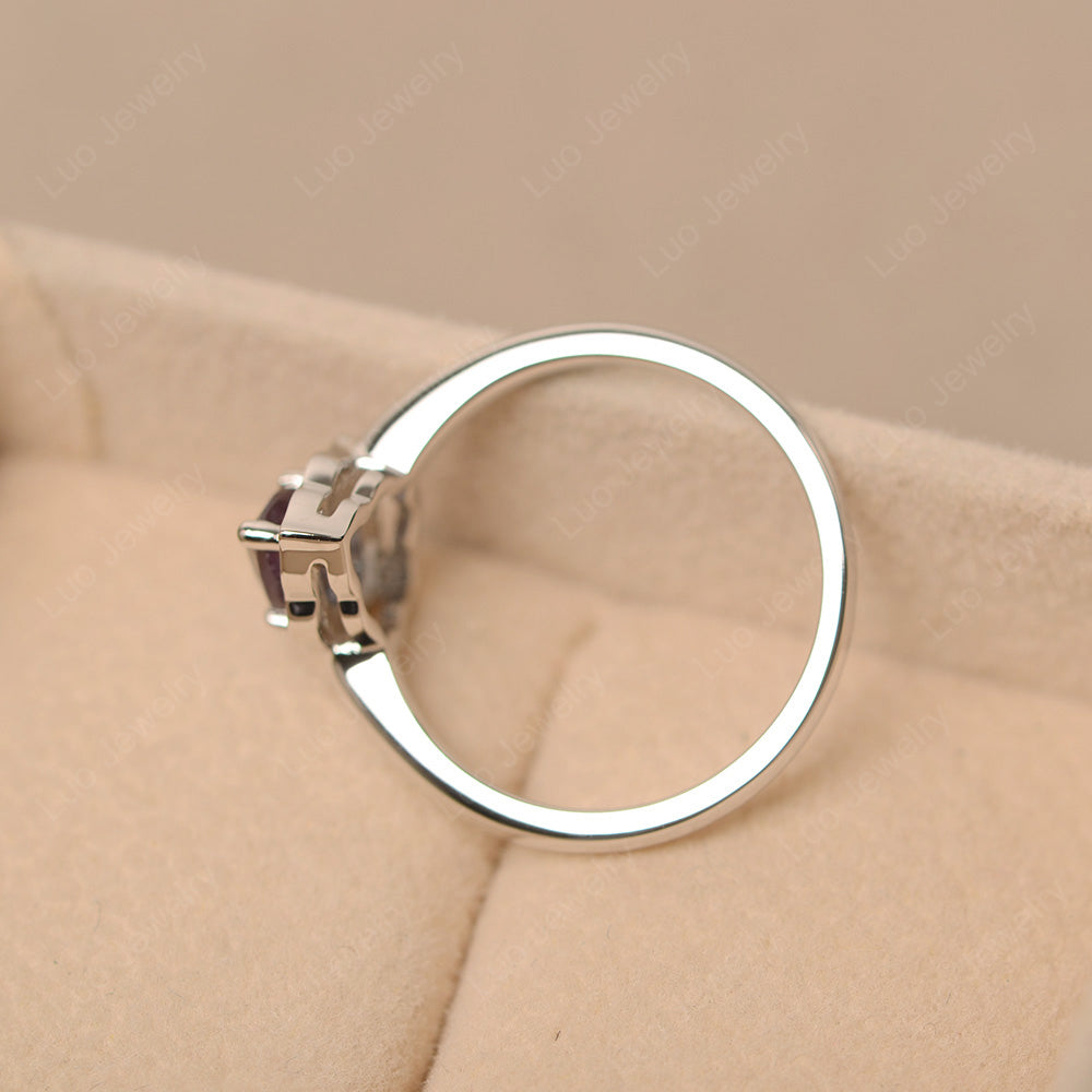 Marquise Cut Alexandrite Halo Engagement Ring - LUO Jewelry